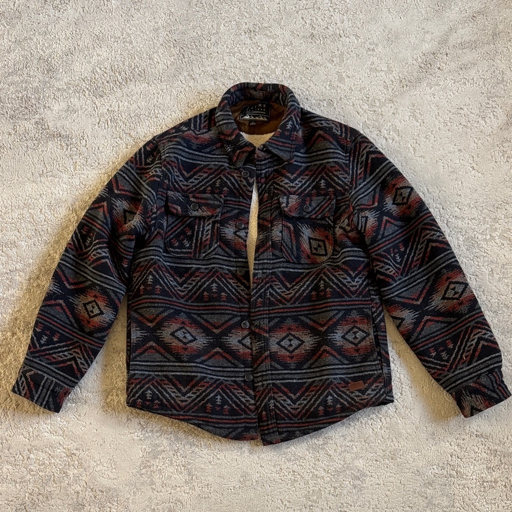 Jachs New York Men's Geometric Pattern Shirt Jacket - Black and Red